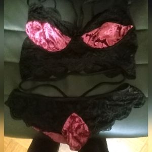 Brand New black and pink 2 piece lingerie set
